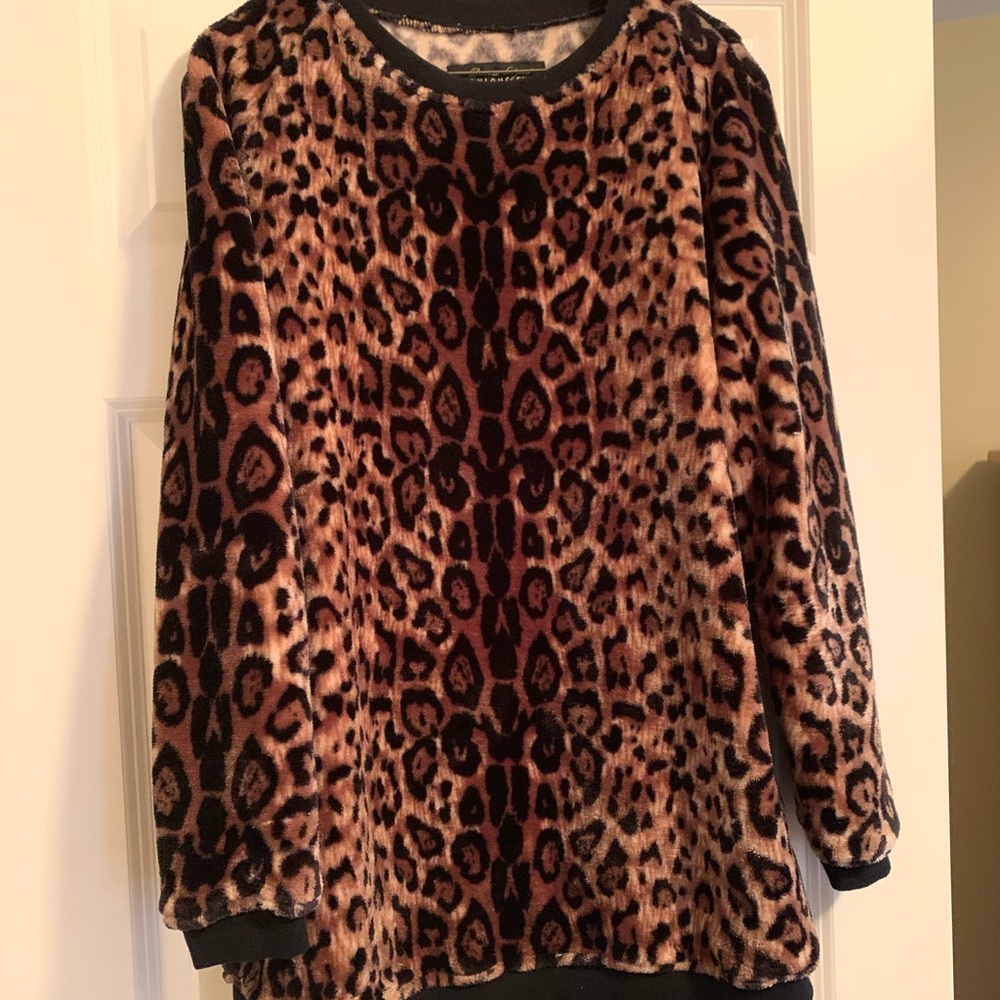 Fabulous Furs Faux Fur Leopard Print Tunic